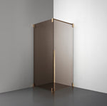 ROOH R2 Duschhörna Dörr+Vägg, Brunfärgat glas, Brass, Dörr höger + Fast glas vänster måttbeställd 