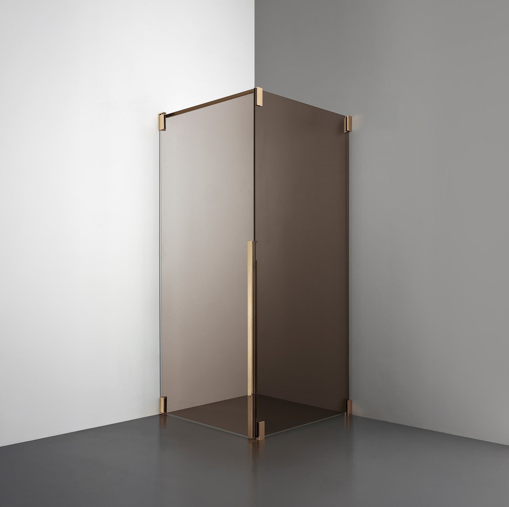 ROOH R2 Duschhörna Dörr+Vägg, Brunfärgat glas, Brass, Vänster 