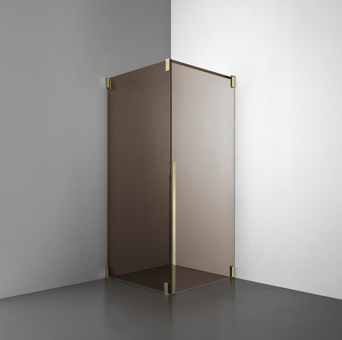 ROOH R2 Duschhörna Dörr+Vägg, Brunfärgat glas, Honey gold, Höger 