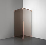 ROOH R2 Duschhörna Dörr+Vägg, Brunfärgat glas, Copper, Dörr höger + Fast glas vänster måttbeställd 