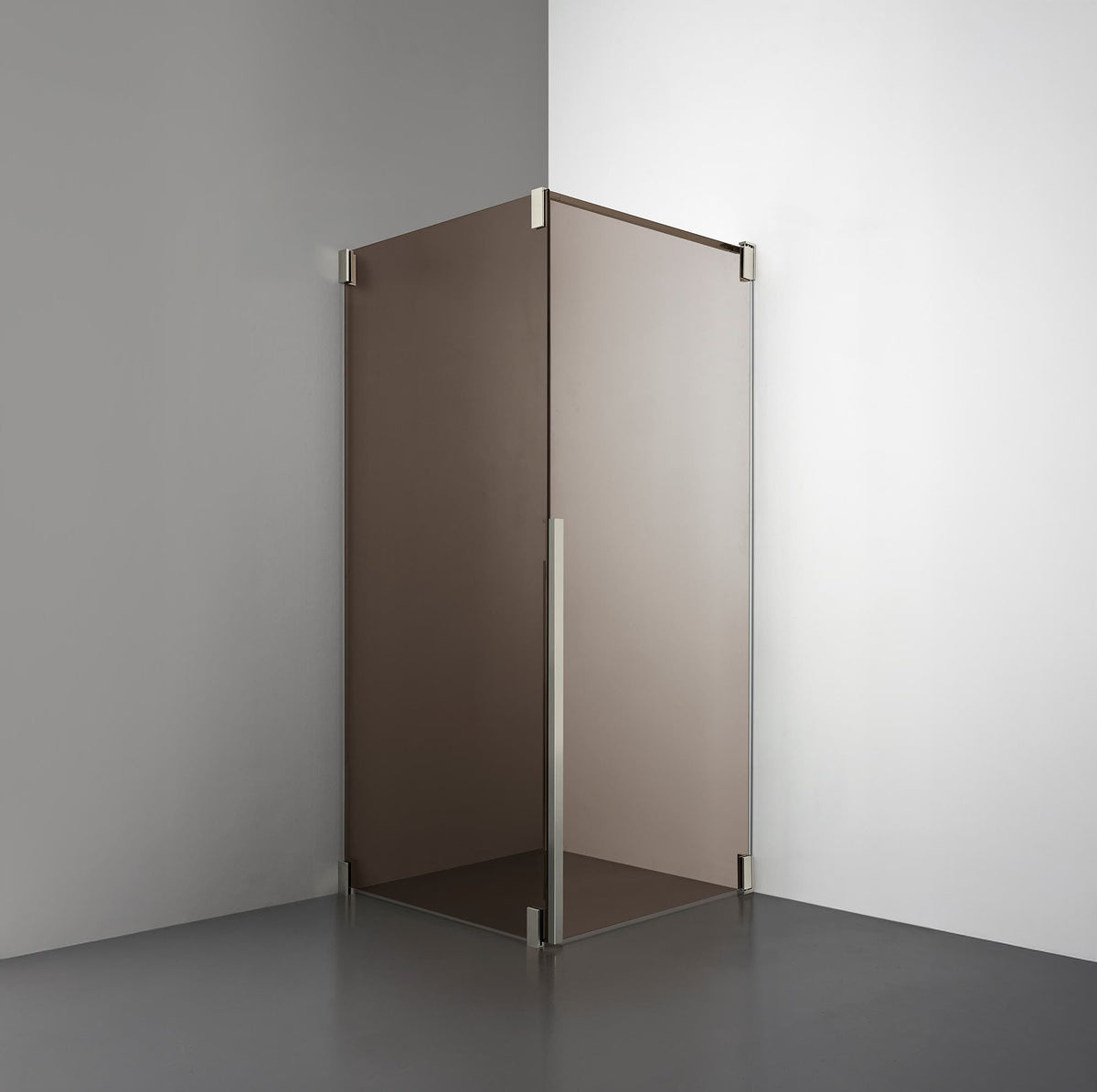 ROOH R2 Duschhörna Dörr+Vägg, Brunfärgat glas, Brushed Nickel, Höger 