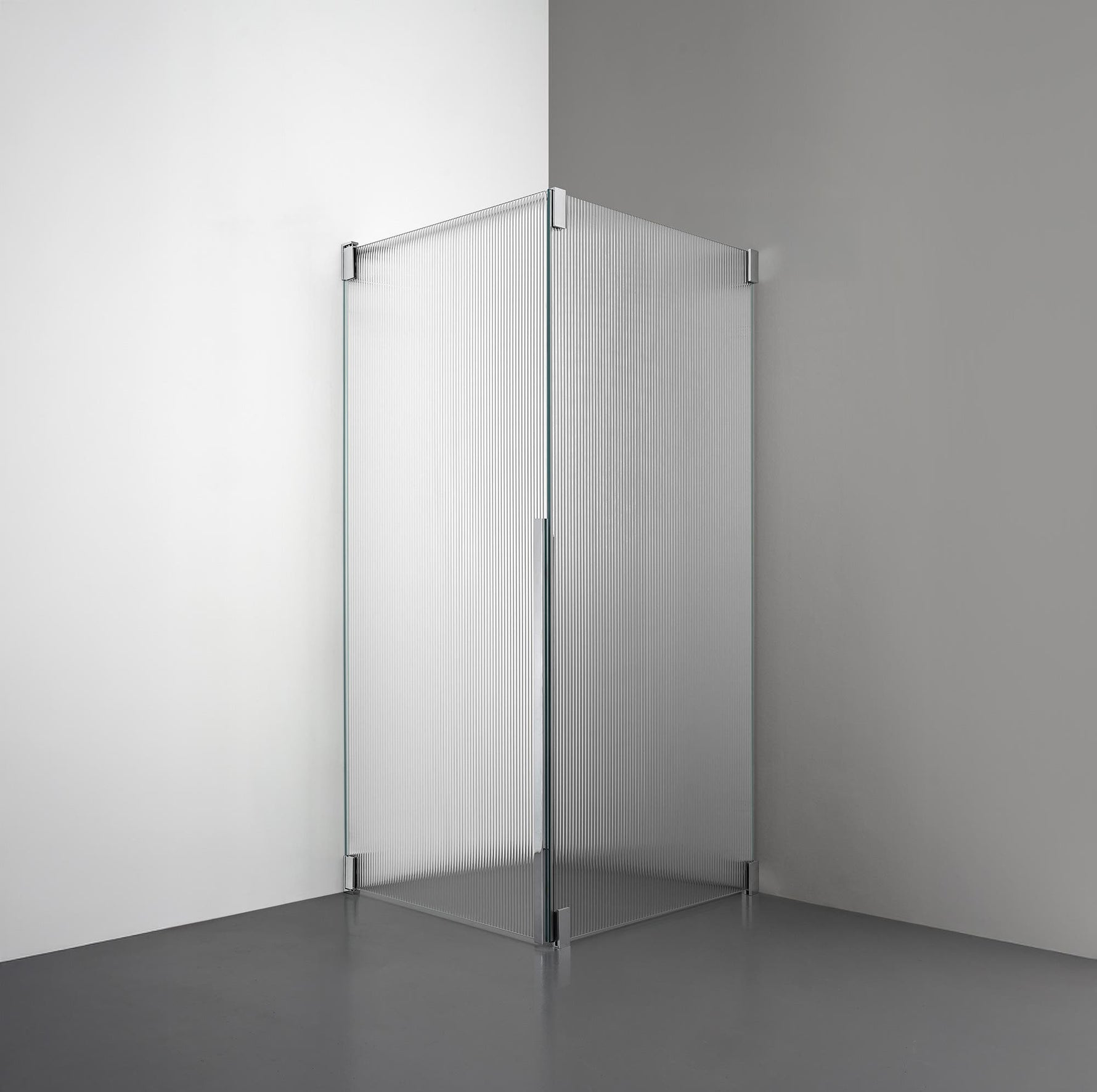 ROOH R2 Duschhörna Dörr+Vägg, Räfflat glas, Chrome, Vänster 