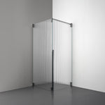 ROOH R2 Duschhörna Dörr+Vägg, Räfflat glas, Black chrome, Dörr höger + Fast glas vänster måttbeställd 