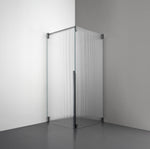 ROOH R2 Duschhörna Dörr+Vägg, Räfflat glas, Black chrome, Dörr vänster + Fast glas höger måttbeställd 