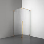 ROOH R2 Duschhörna Dörr+Vägg, Räfflat glas, Brass, Höger 