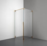 ROOH R2 Duschhörna Dörr+Vägg, Räfflat glas, Brass, Vänster 