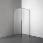 ROOH R2 Duschhörna Dörr+Vägg, Räfflat glas, Copper, Dörr höger + Fast glas vänster måttbeställd 