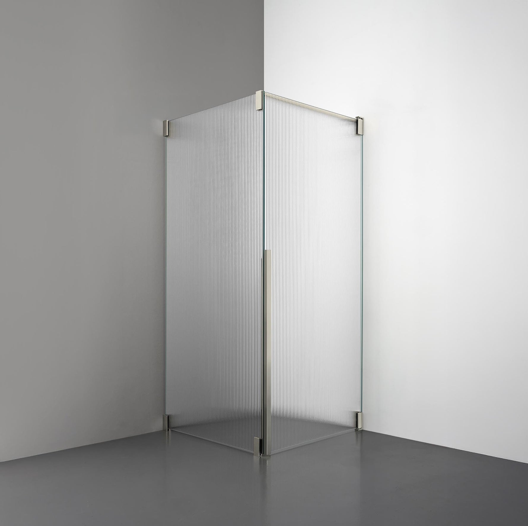 ROOH R2 Duschhörna Dörr+Vägg, Räfflat glas, Brushed Nickel, Höger 