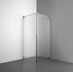 ROOH R2 Duschhörna Dörr+Vägg, Räfflat glas, Brushed Nickel, Dörr vänster + Fast glas höger måttbeställd 