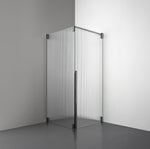 ROOH R2 Duschhörna Dörr+Vägg, Räfflat glas, Br Bl Chrome, Dörr höger + Fast glas vänster måttbeställd 