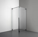 ROOH R2 Duschhörna Dörr+Vägg, Räfflat glas, Br Bl Chrome, Dörr vänster + Fast glas höger måttbeställd 