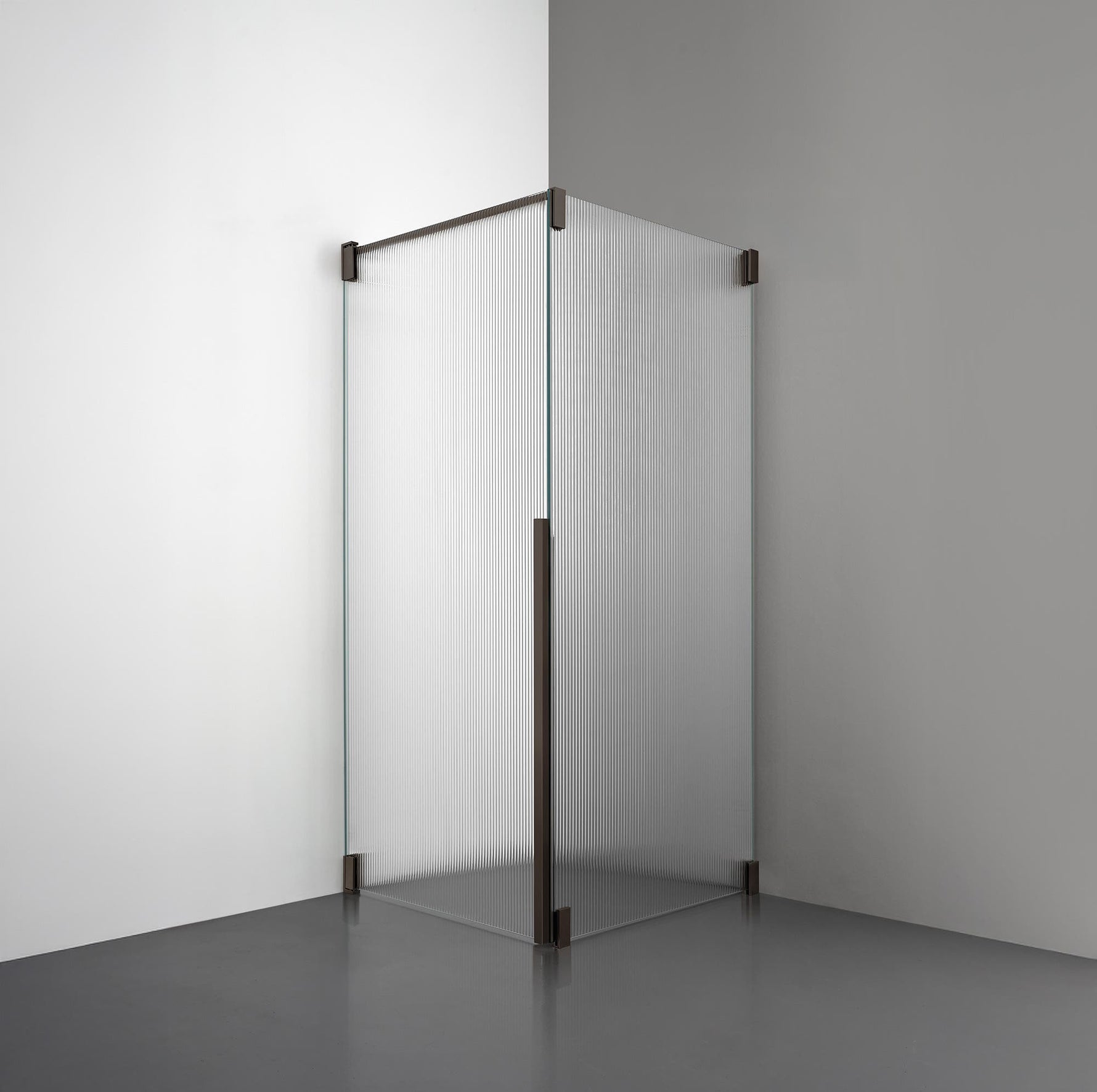 ROOH R2 Duschhörna Dörr+Vägg, Räfflat glas, Bronze, Vänster 