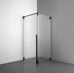 ROOH R2 Duschhörna Dörr+Vägg, Räfflat glas, Matte black, Dörr vänster + Fast glas höger måttbeställd 