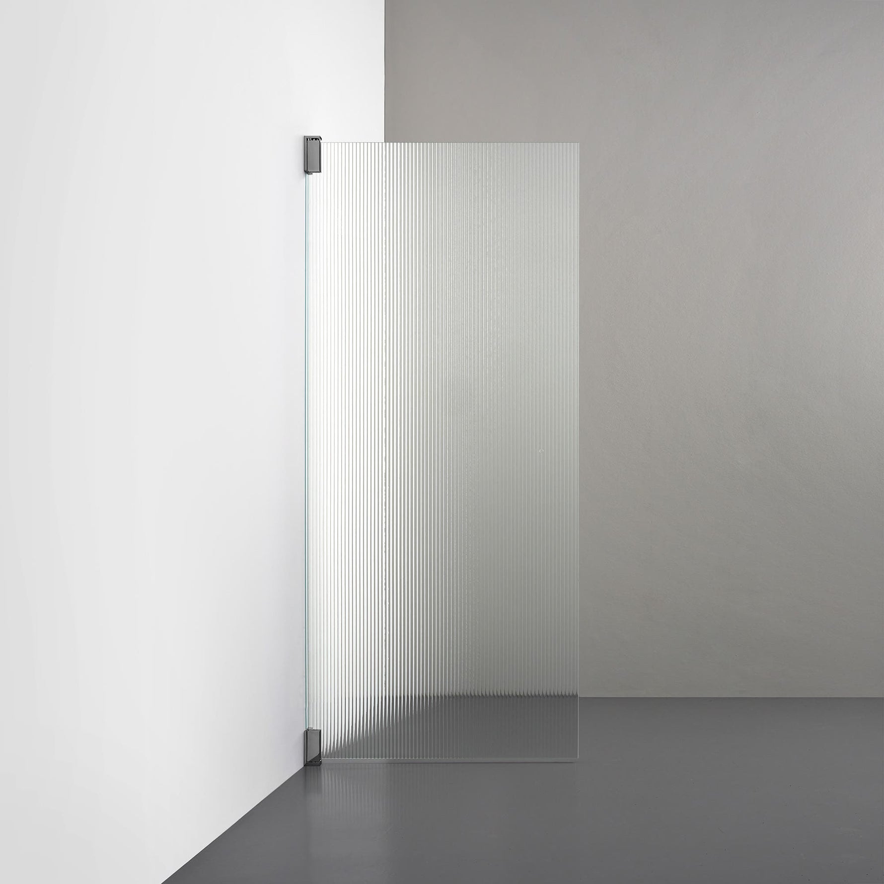 ROOH R2 Duschvägg Dörr, Räfflat glas, Black chrome, Vänster 