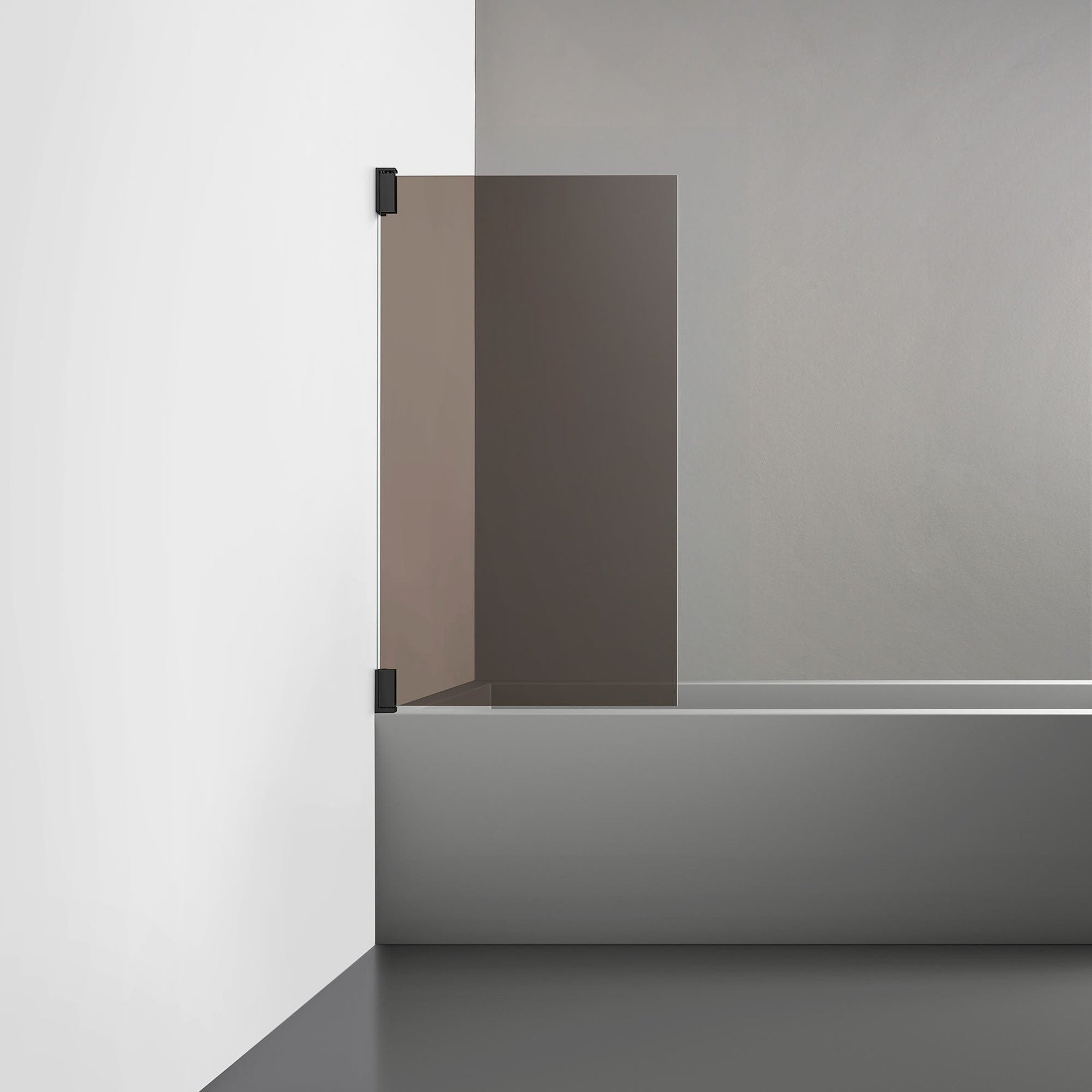 ROOH R2 Badkarsvägg Dörr, Brunfärgat glas, Matte black, Dörr vänster 