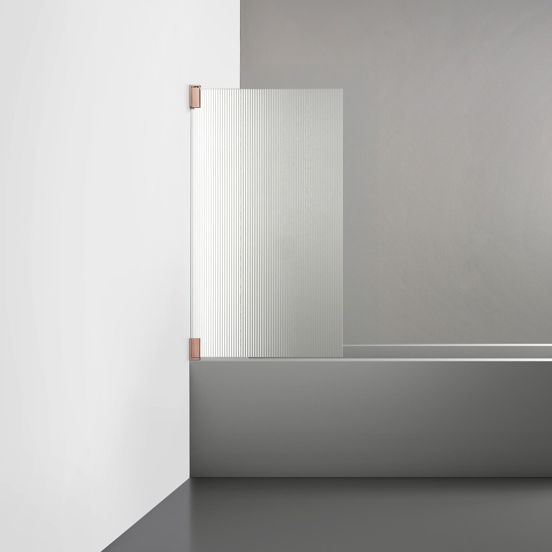 ROOH R2 Badkarsvägg Dörr, Räfflat glas, Copper, Dörr vänster måttbeställd 