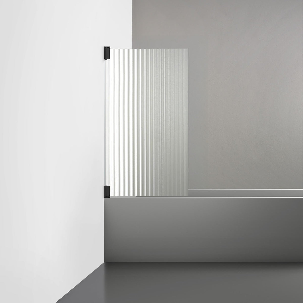 ROOH R2 Badkarsvägg Dörr, Räfflat glas, Matte black, Dörr vänster 