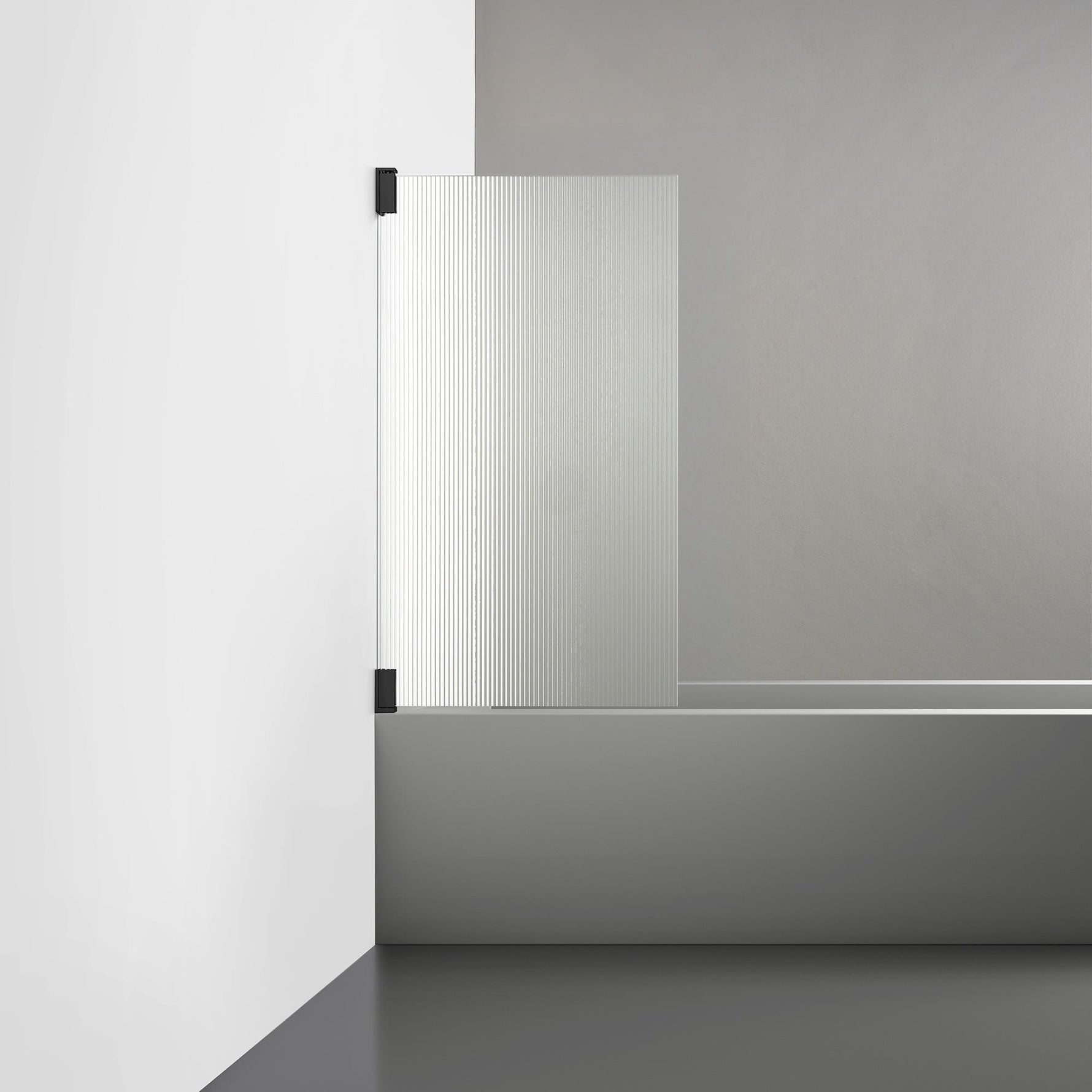 ROOH R2 Badkarsvägg Dörr, Räfflat glas, Matte black, Dörr vänster måttbeställd 
