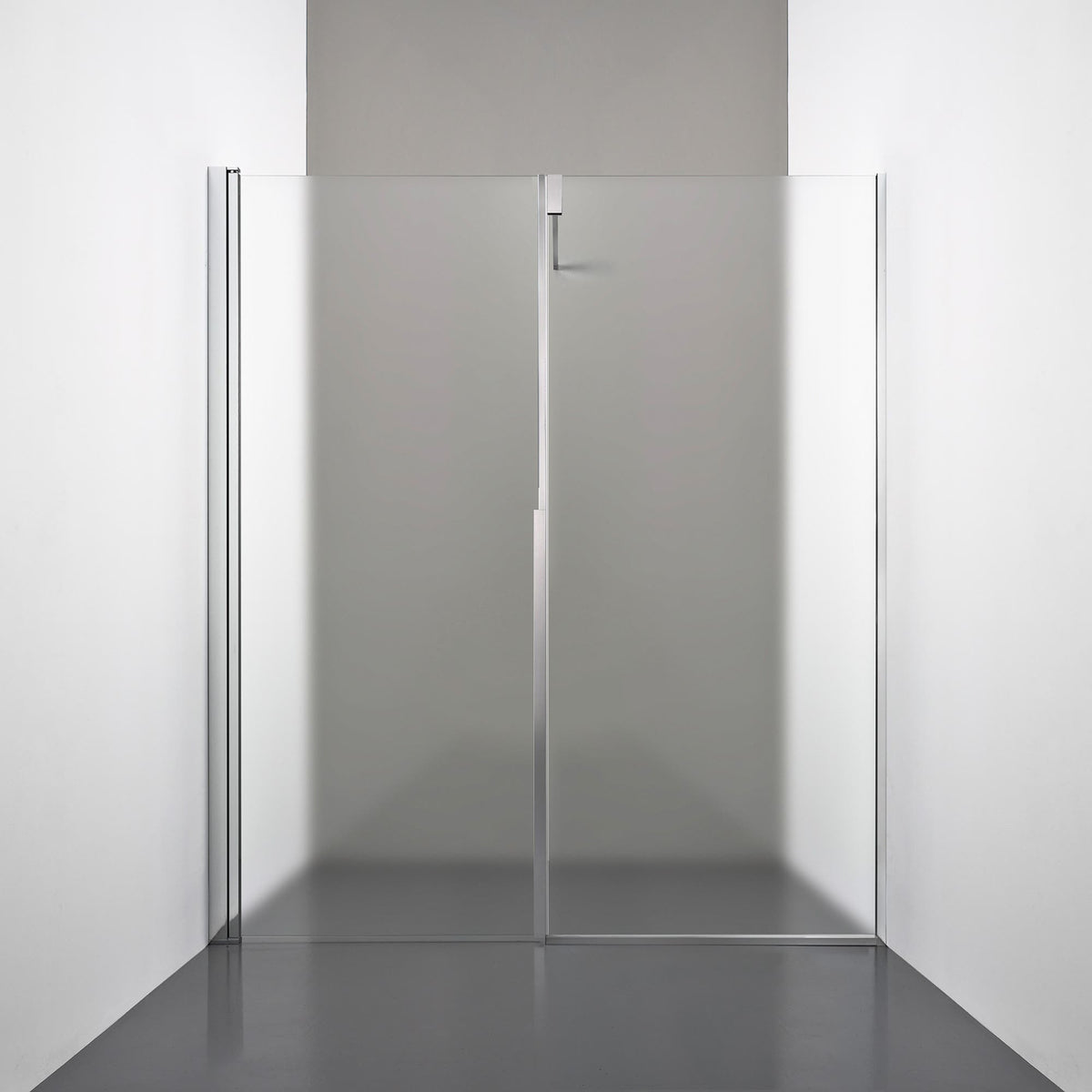 ROOH R3 Duschnisch Dörr+Vägg, Frostat, Polished, Dörr höger + Fast glas vänster måttbeställd 
