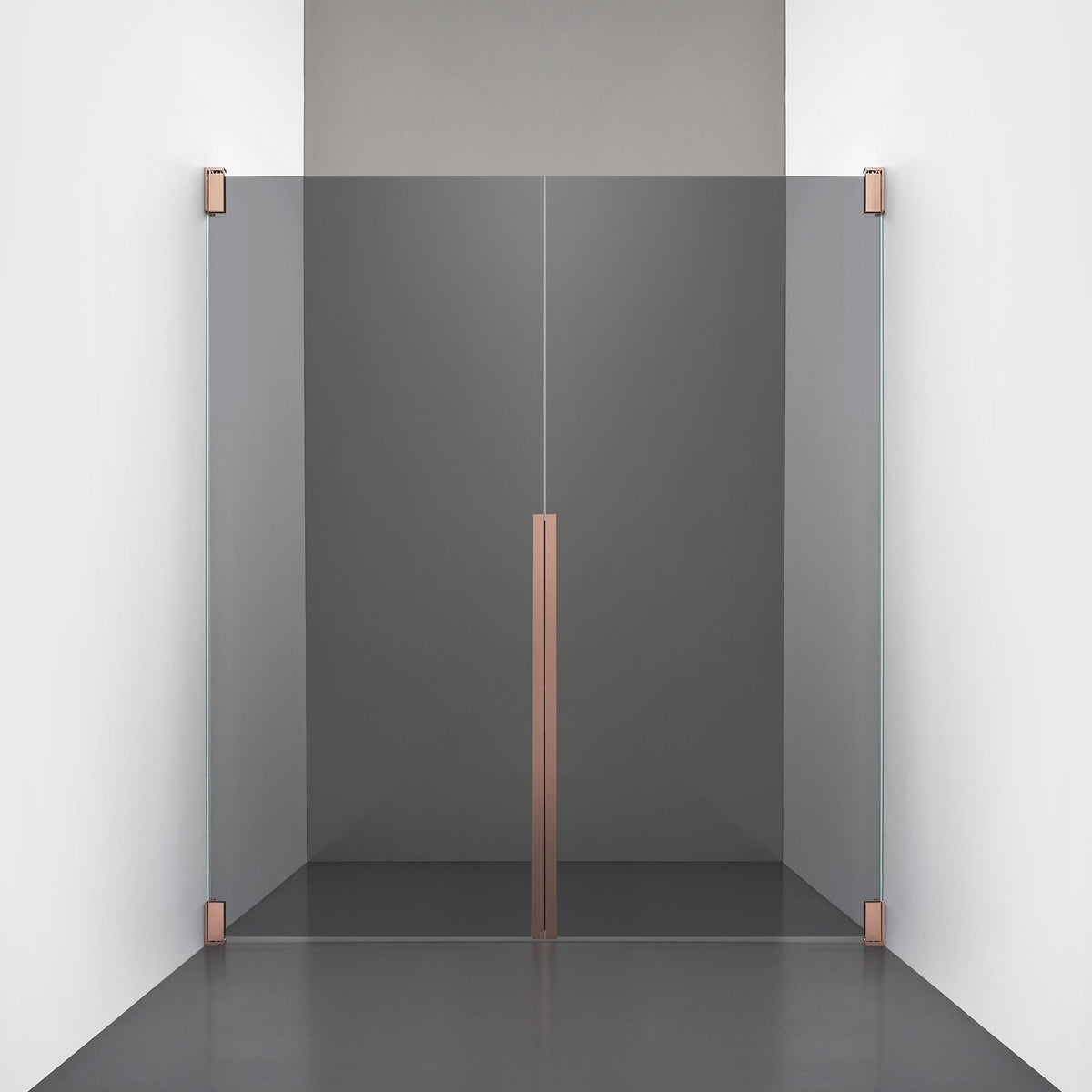 ROOH R2 Duschnisch Dörr+Dörr, Rökfärgat glas, Copper måttbeställd 