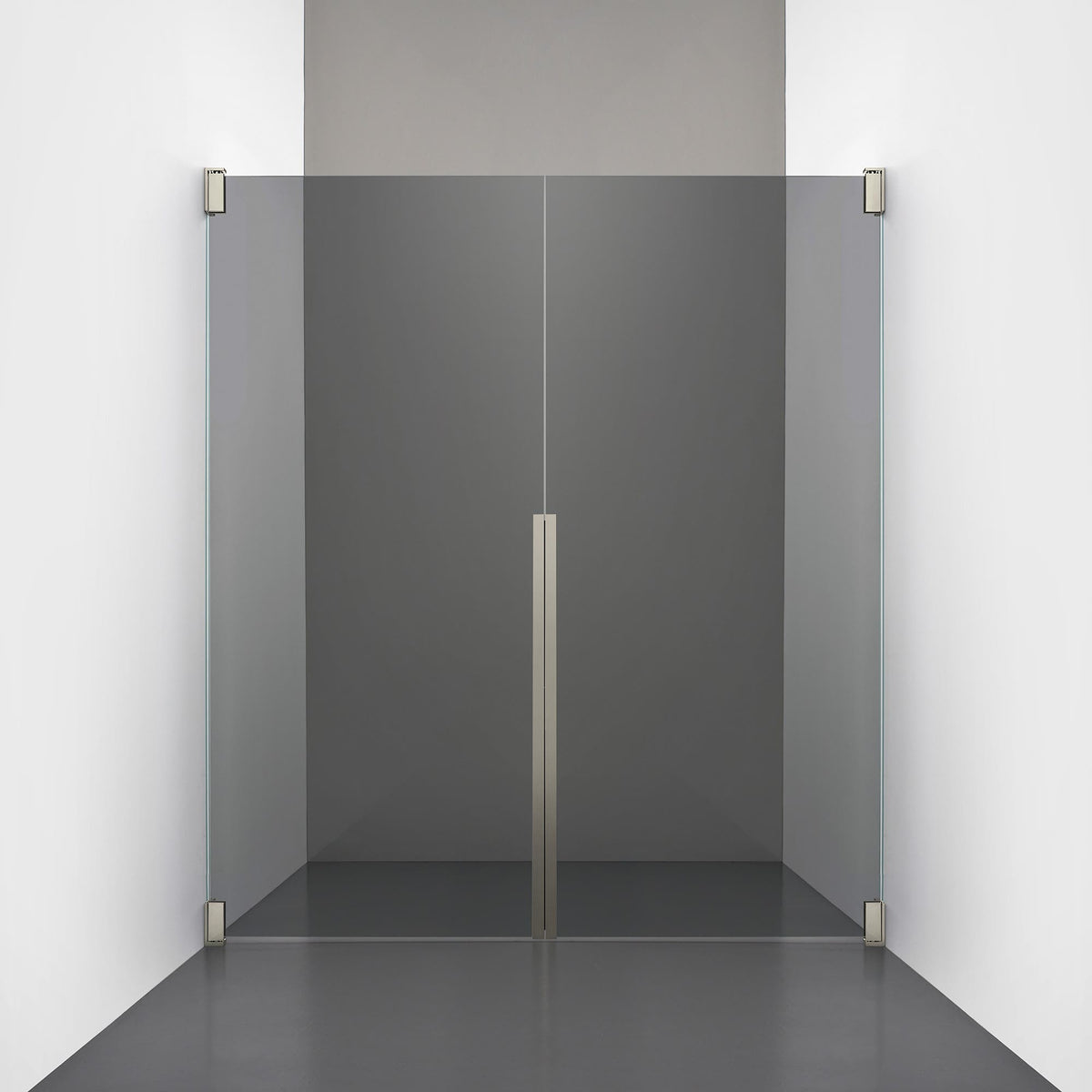ROOH R2 Duschnisch Dörr+Dörr, Rökfärgat glas, Brushed Nickel måttbeställd 