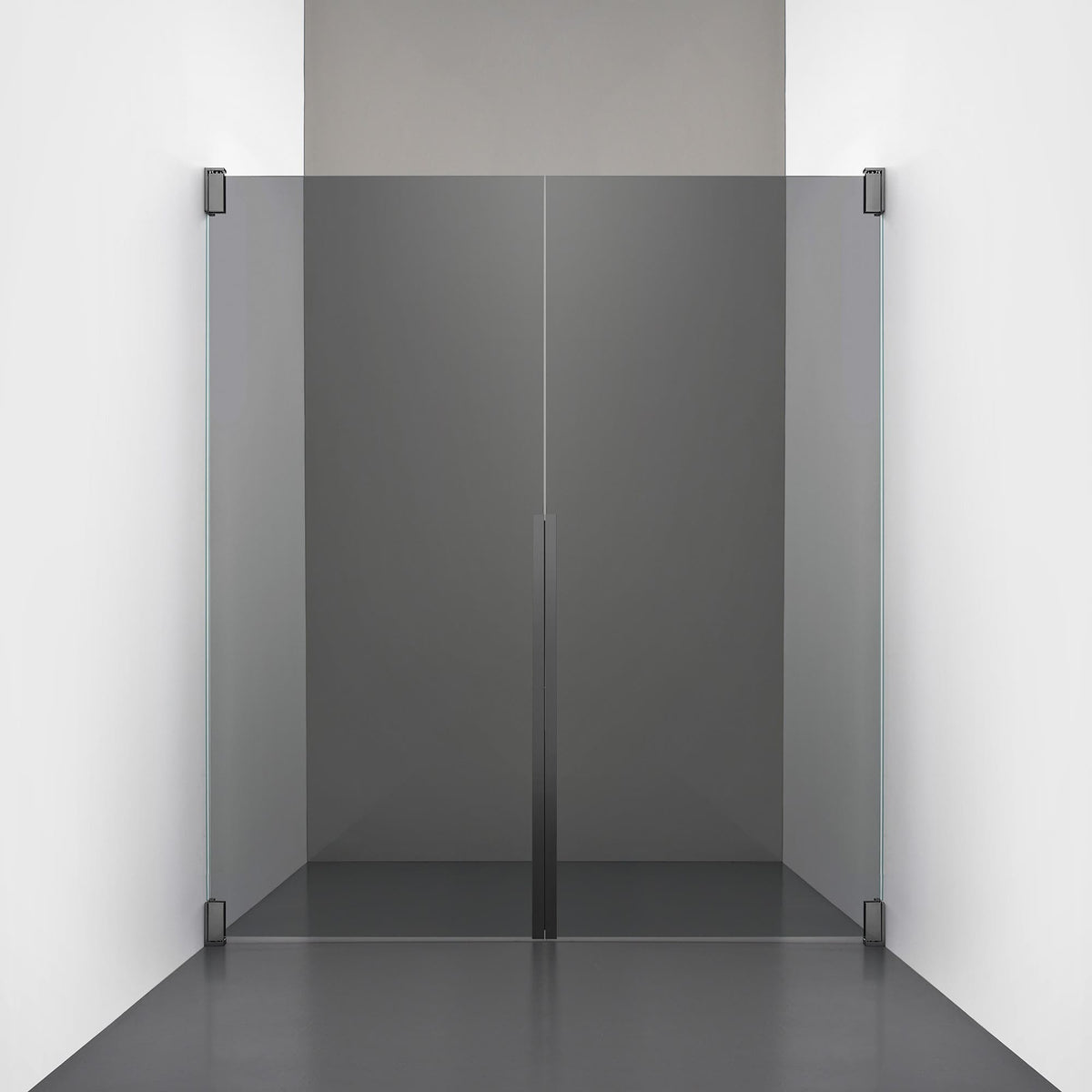 ROOH R2 Duschnisch Dörr+Dörr, Rökfärgat glas, Br Bl Chrome måttbeställd 