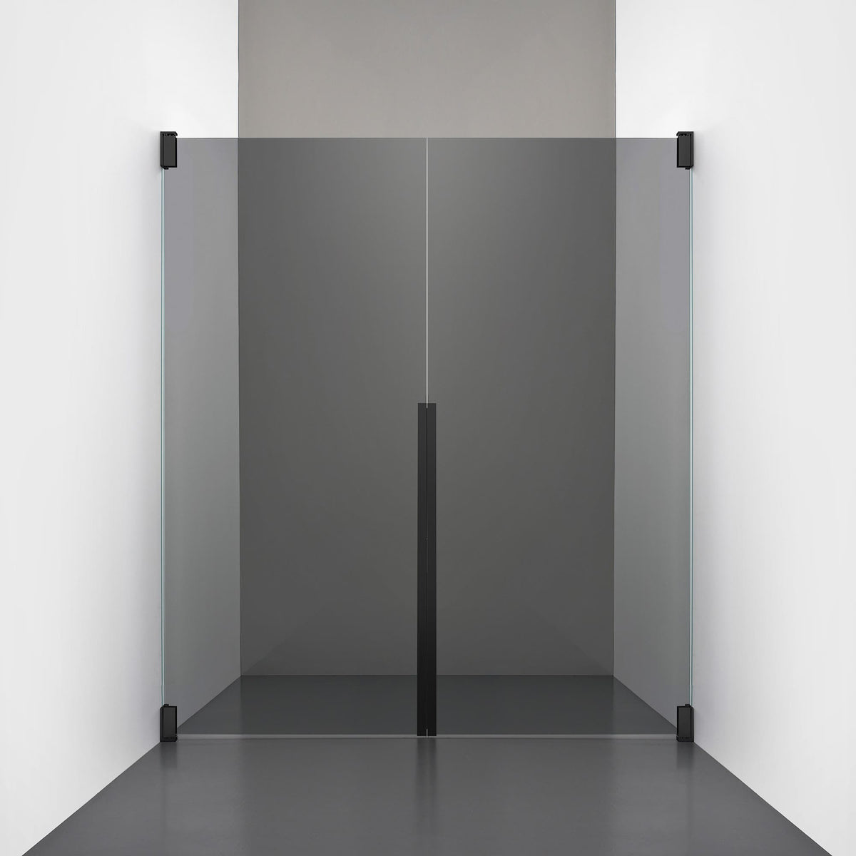 ROOH R2 Duschnisch Dörr+Dörr, Rökfärgat glas, Matte black måttbeställd 