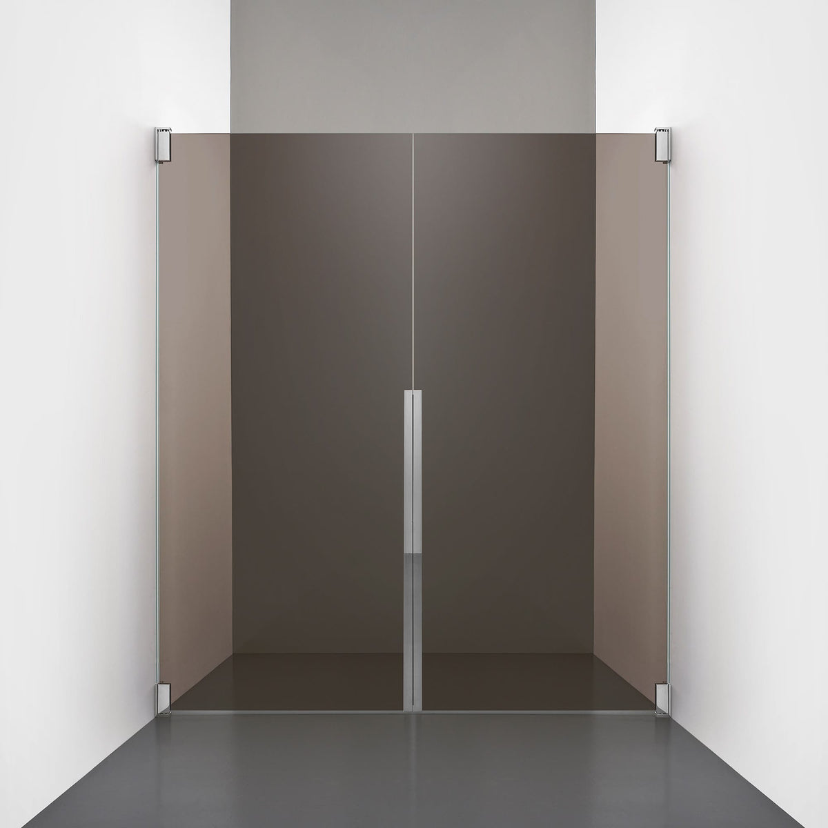 ROOH R2 Duschnisch Dörr+Dörr, Brunfärgat glas, Chrome måttbeställd 