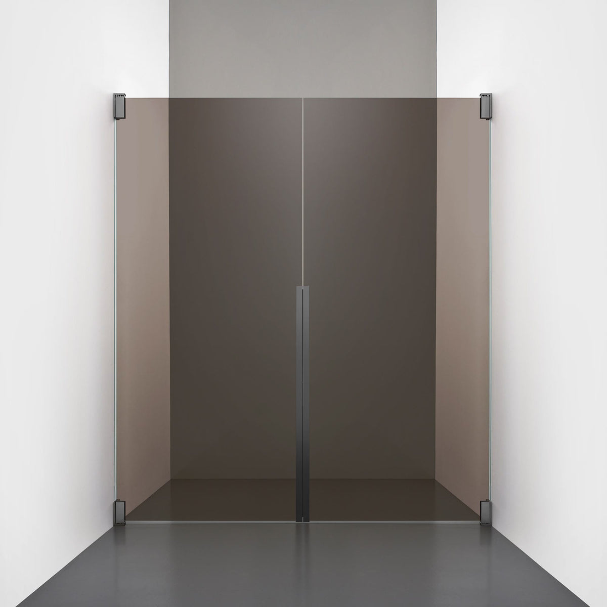 ROOH R2 Duschnisch Dörr+Dörr, Brunfärgat glas, Br Bl Chrome måttbeställd 
