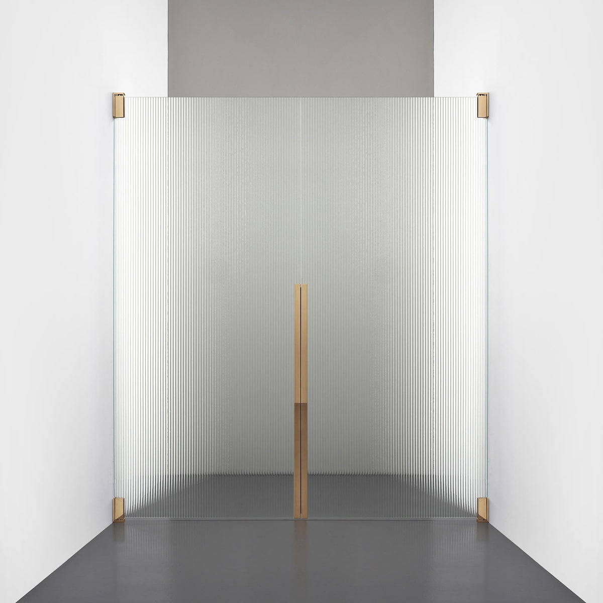 ROOH R2 Duschnisch Dörr+Dörr, Räfflat glas, Brass måttbeställd 