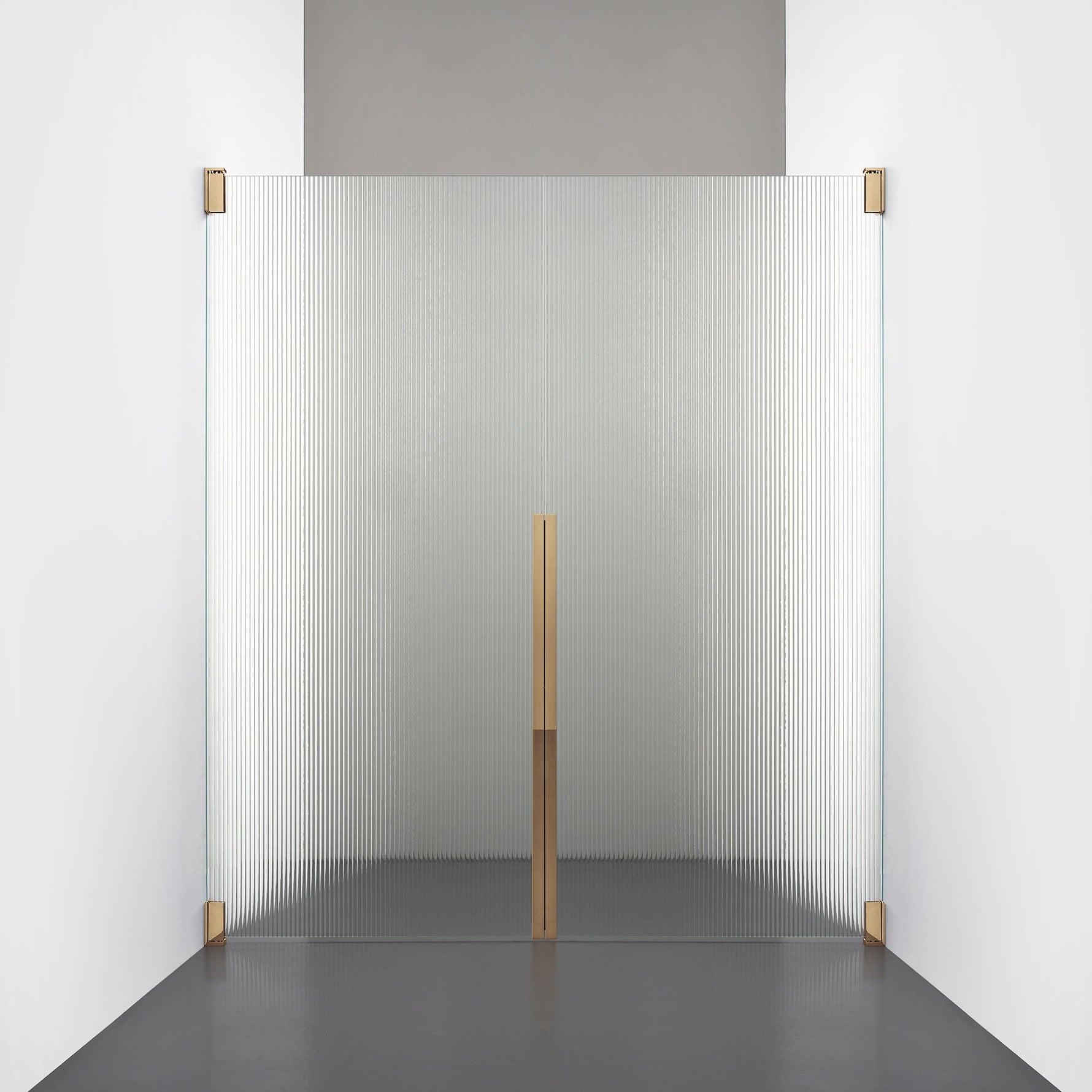 ROOH R2 Duschnisch Dörr+Dörr, Räfflat glas, Brass måttbeställd 