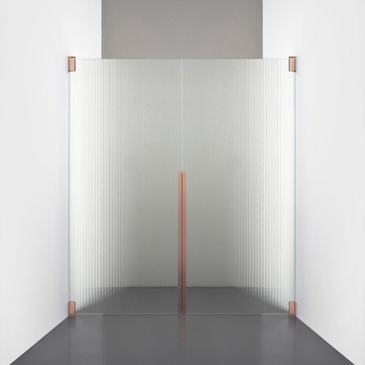 ROOH R2 Duschnisch Dörr+Dörr, Räfflat glas, Copper måttbeställd 