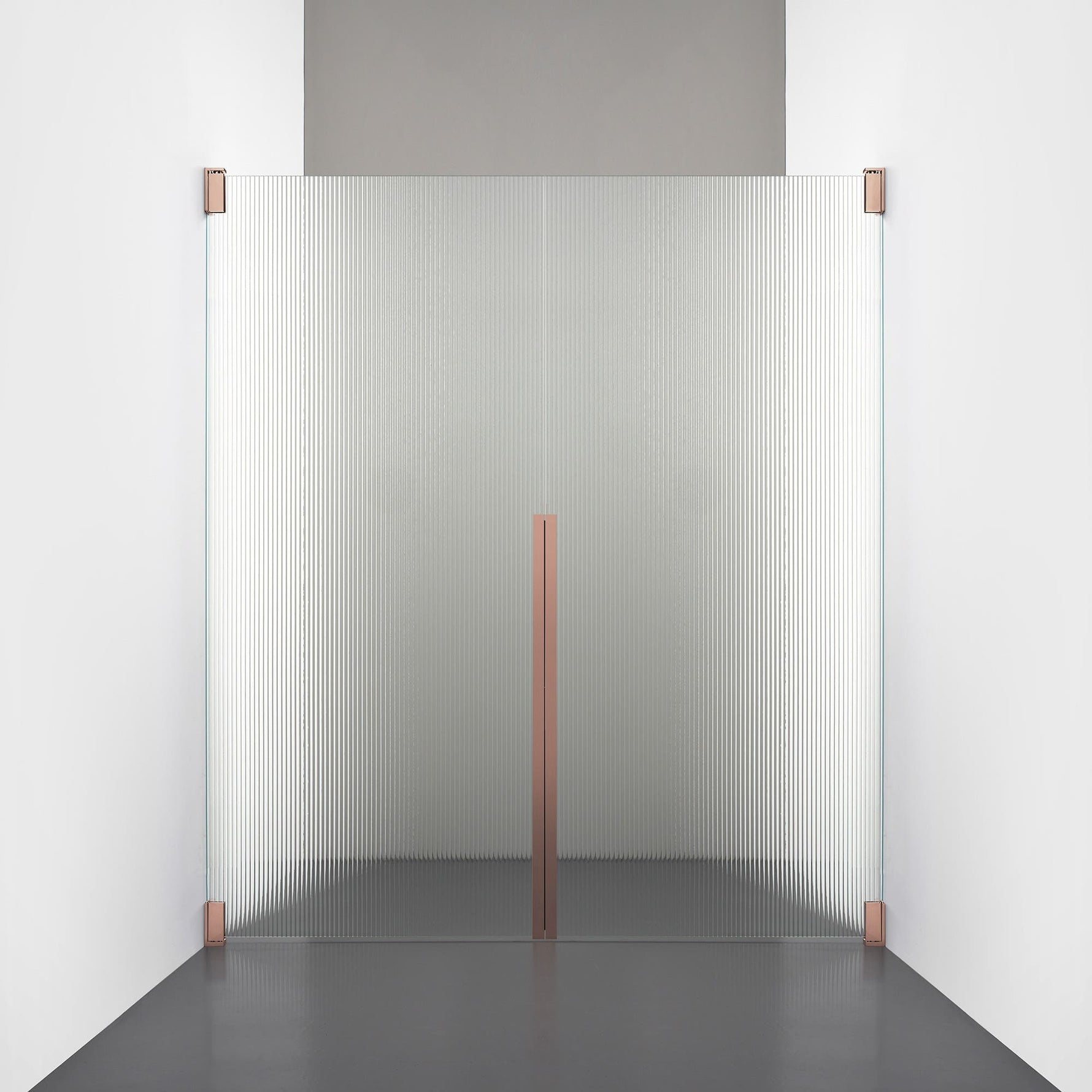 ROOH R2 Duschnisch Dörr+Dörr, Räfflat glas, Copper måttbeställd 
