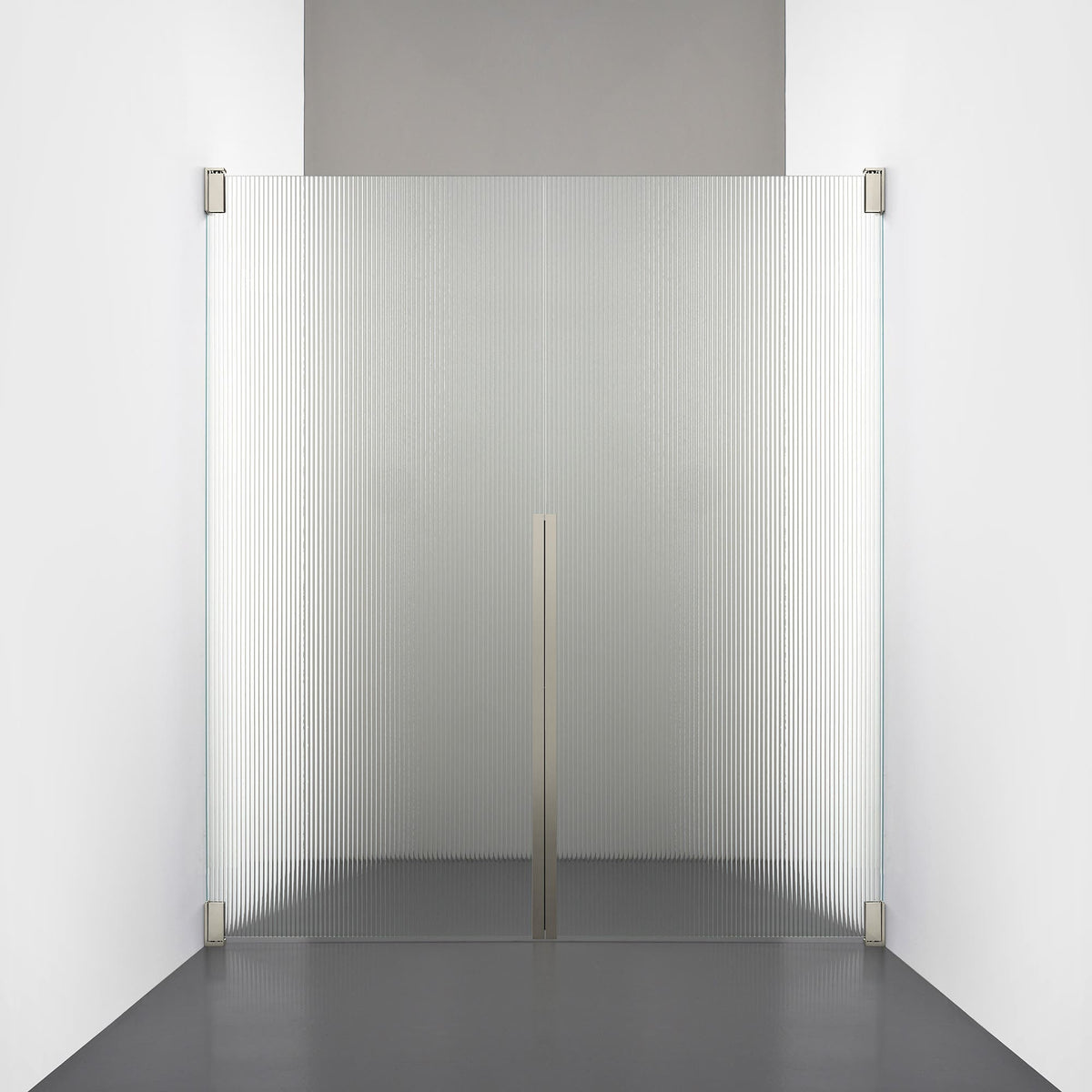 ROOH R2 Duschnisch Dörr+Dörr, Räfflat glas, Brushed Nickel 