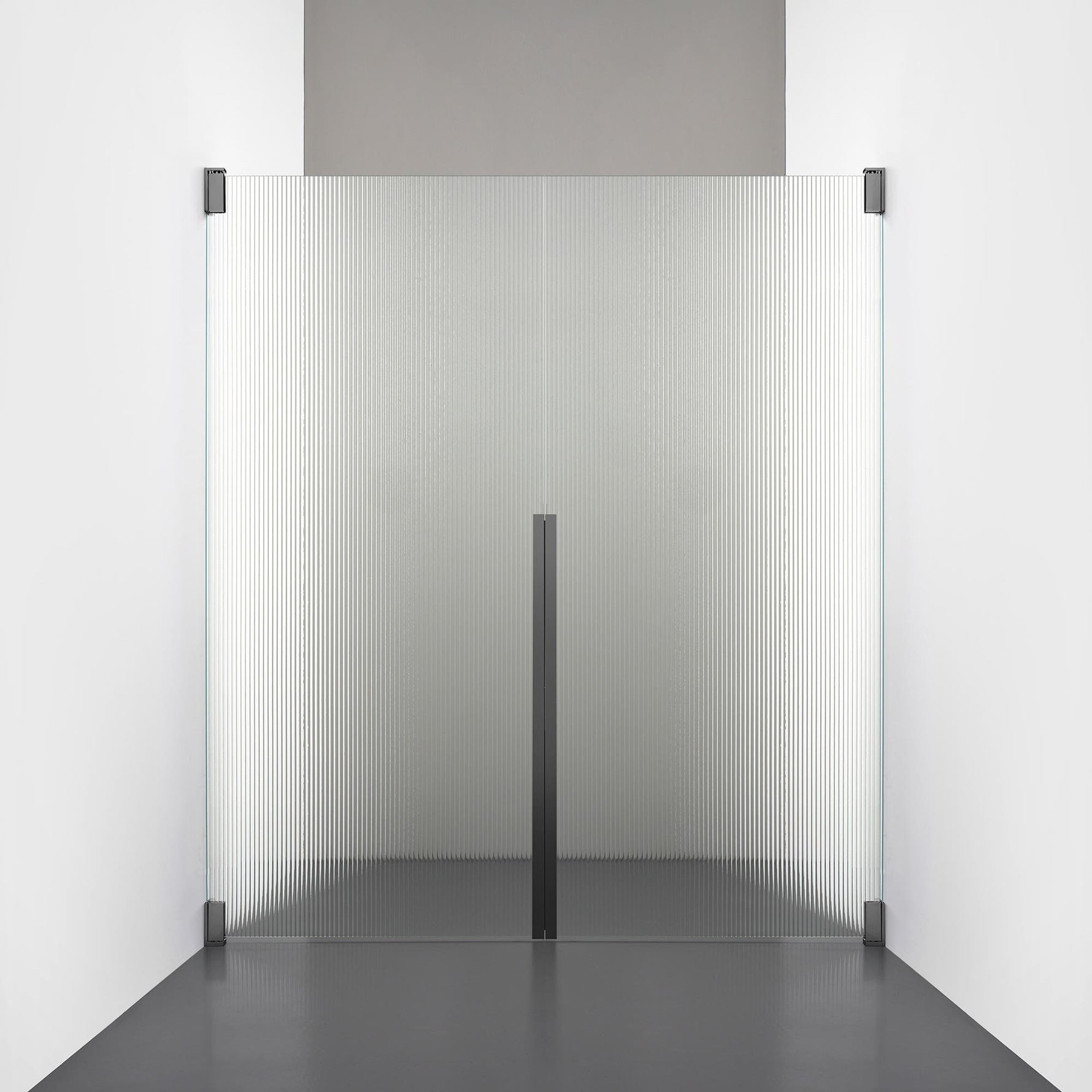 ROOH R2 Duschnisch Dörr+Dörr, Räfflat glas, Br Bl Chrome måttbeställd 