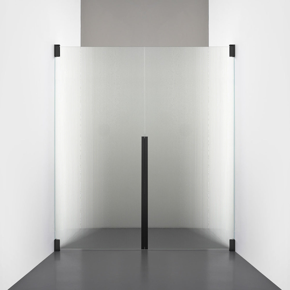 ROOH R2 Duschnisch Dörr+Dörr, Räfflat glas, Matte black måttbeställd 