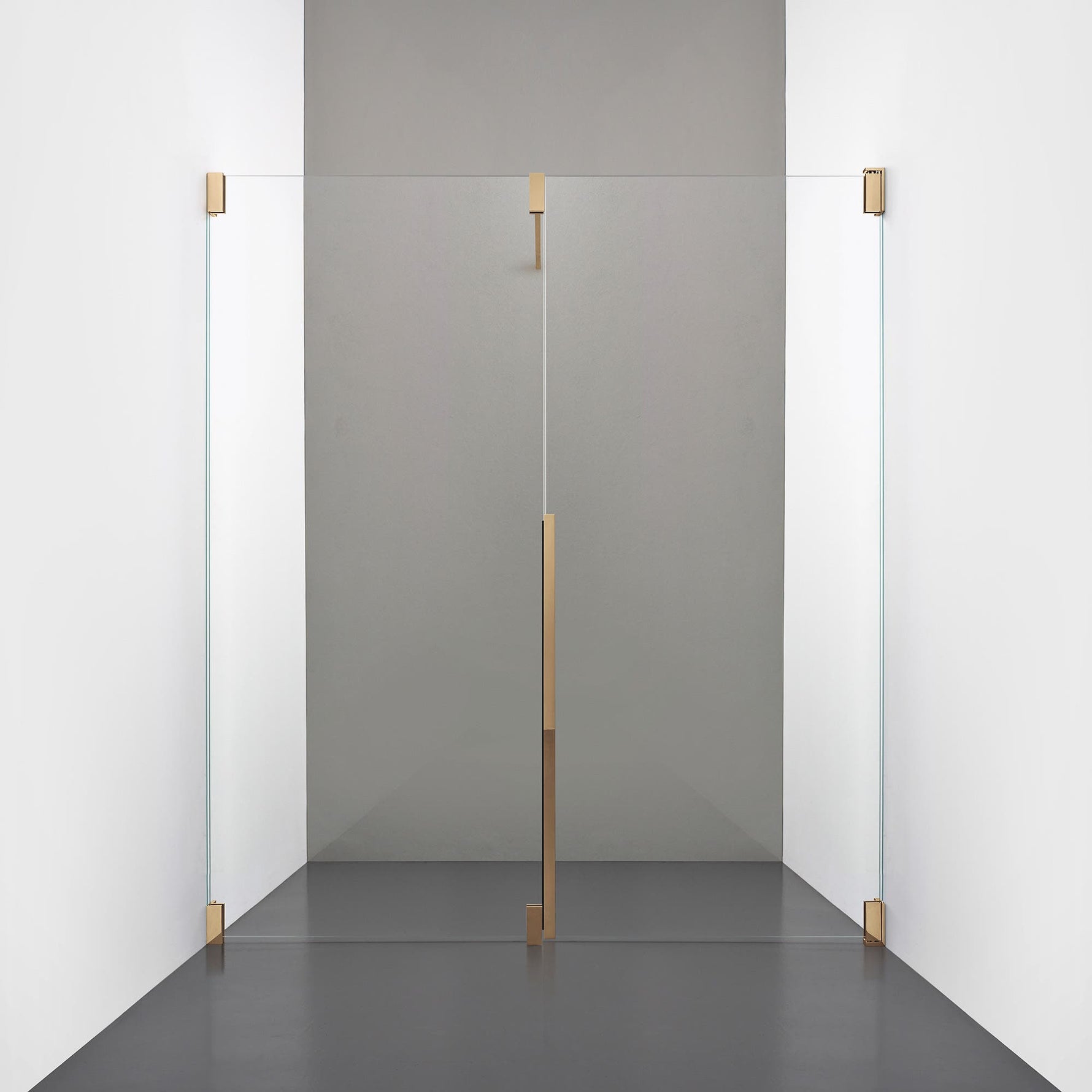 ROOH R2 Duschnisch Dörr+Vägg, Klarglas, Brass, Dörr höger + Fast glas vänster måttbeställd 
