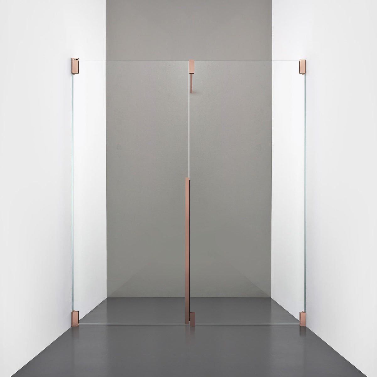 ROOH R2 Duschnisch Dörr+Vägg, Klarglas, Copper, Vänster 