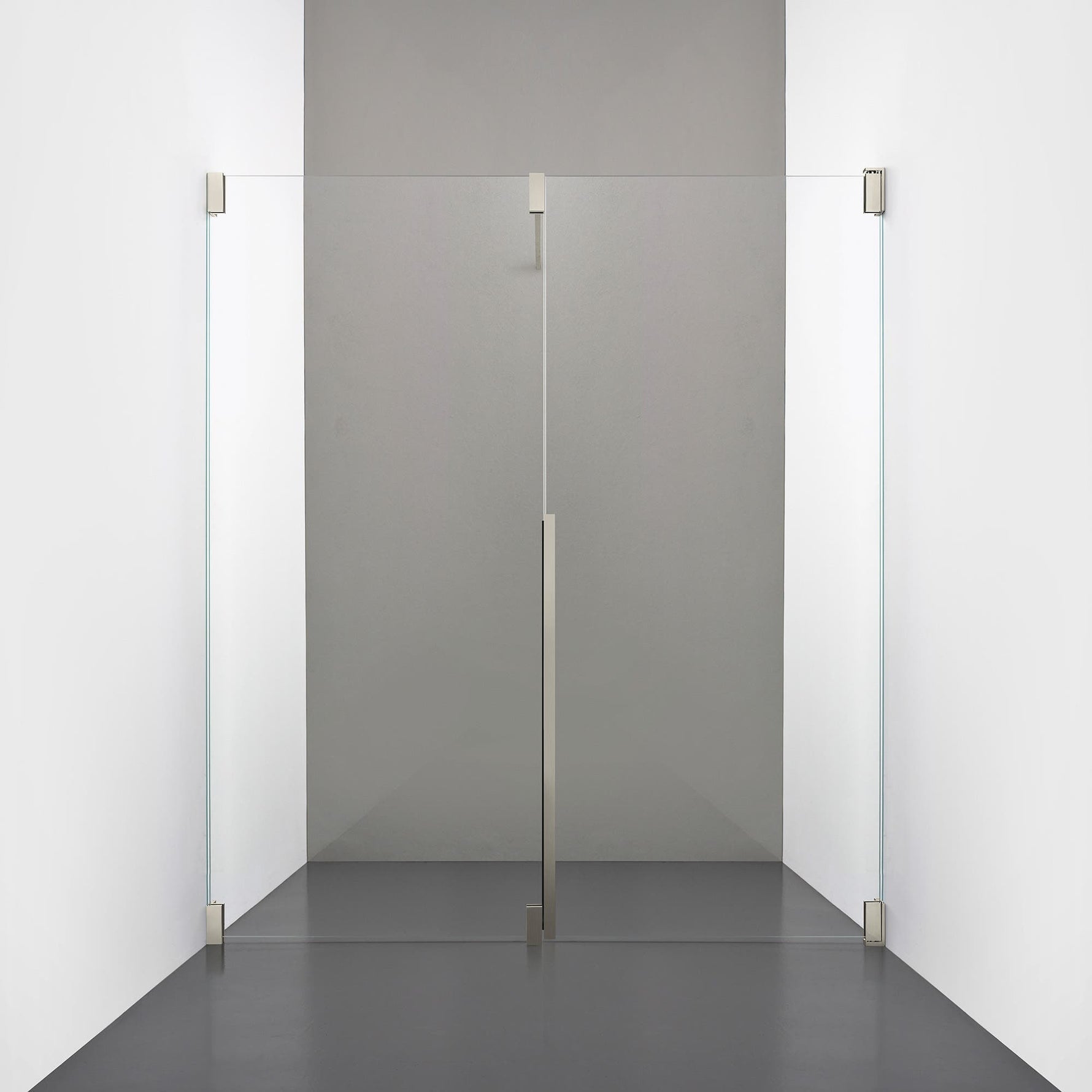 ROOH R2 Duschnisch Dörr+Vägg, Klarglas, Brushed Nickel, Höger 