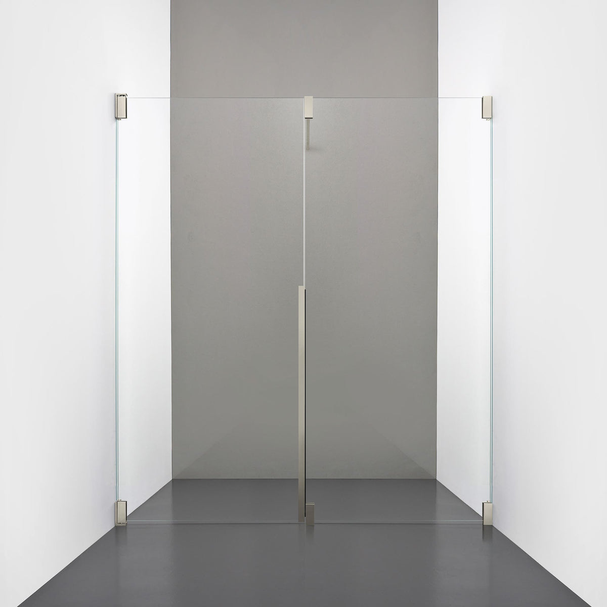 ROOH R2 Duschnisch Dörr+Vägg, Klarglas, Brushed Nickel, Vänster 