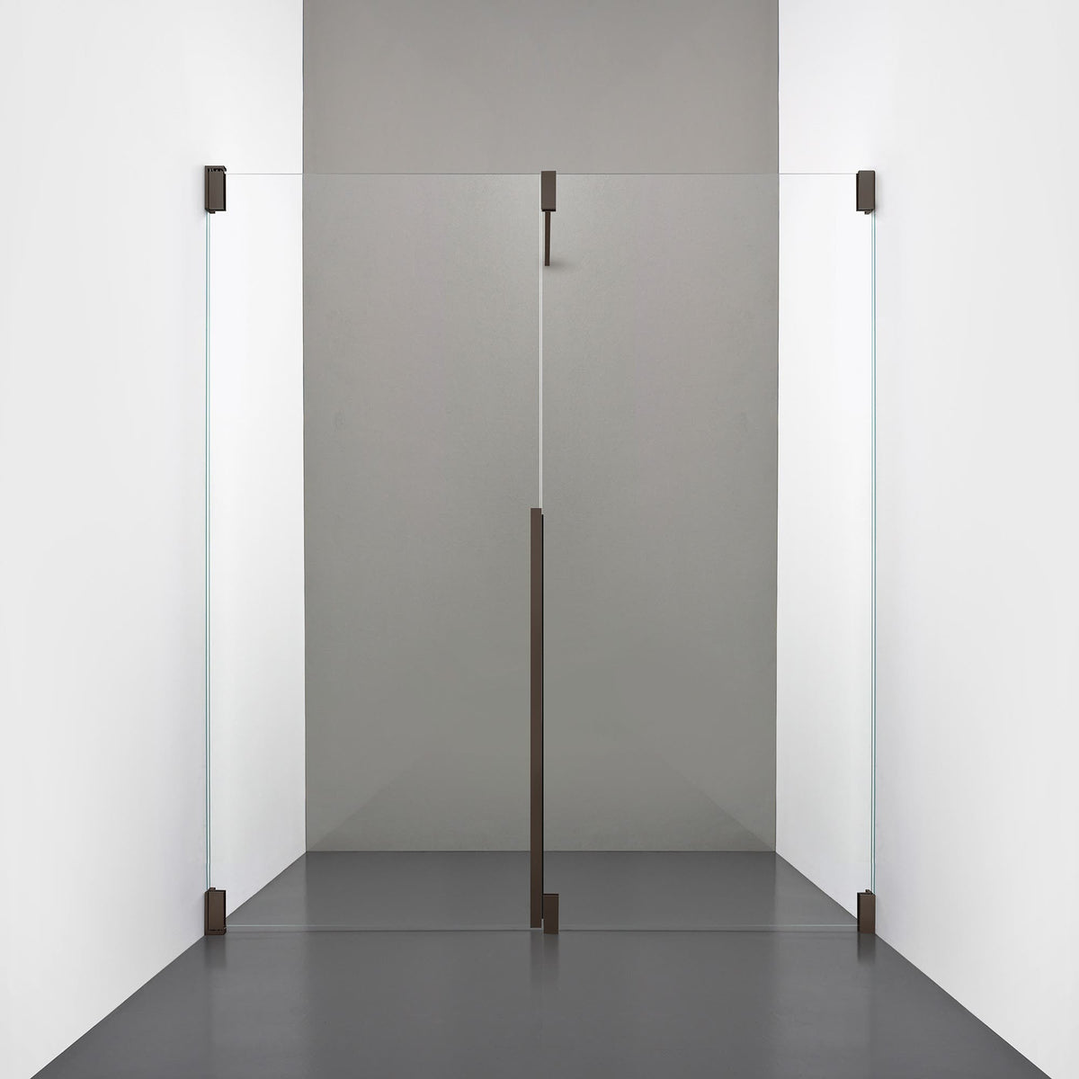 ROOH R2 Duschnisch Dörr+Vägg, Klarglas, Bronze, Dörr vänster + Fast glas höger måttbeställd 