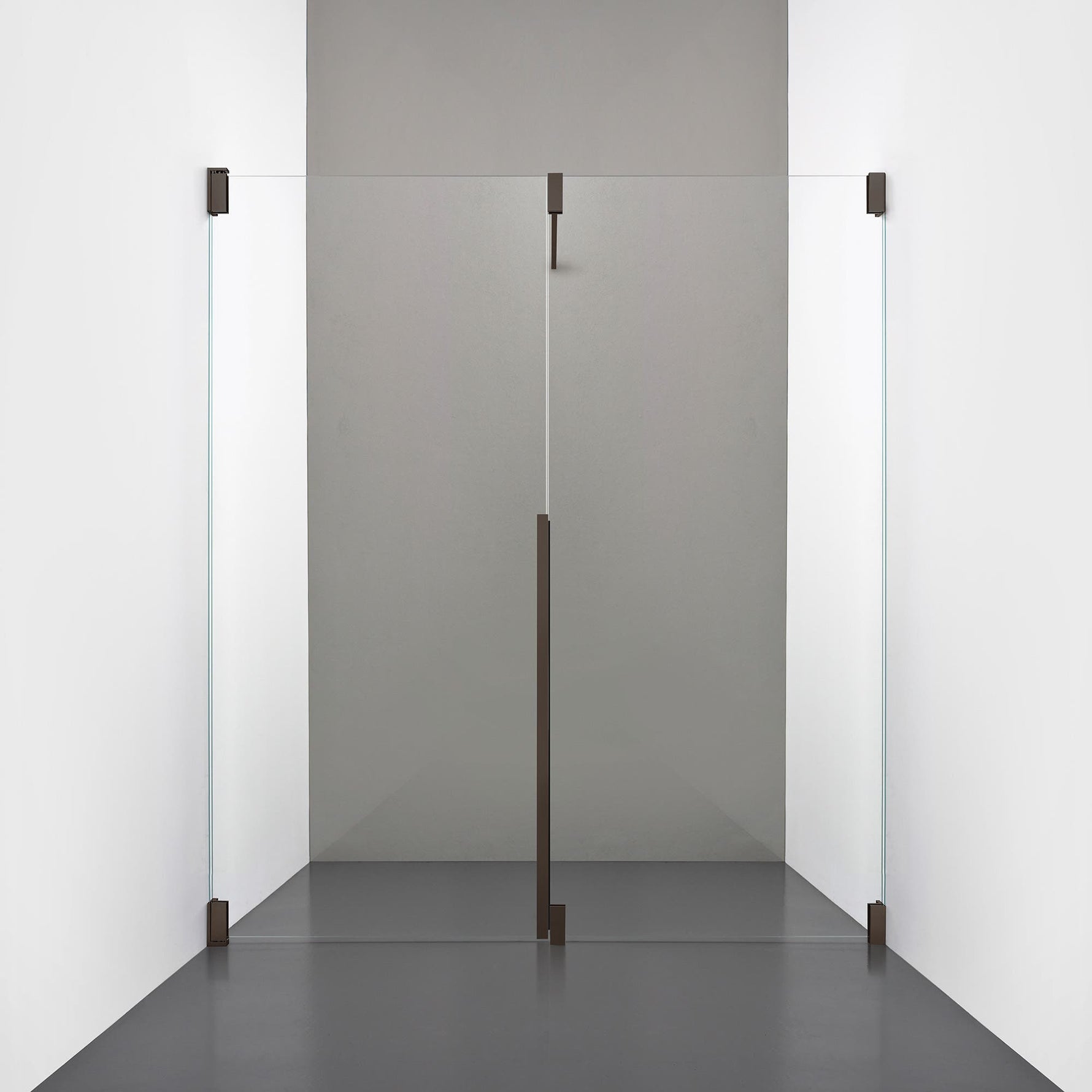ROOH R2 Duschnisch Dörr+Vägg, Klarglas, Bronze, Dörr vänster + Fast glas höger måttbeställd 