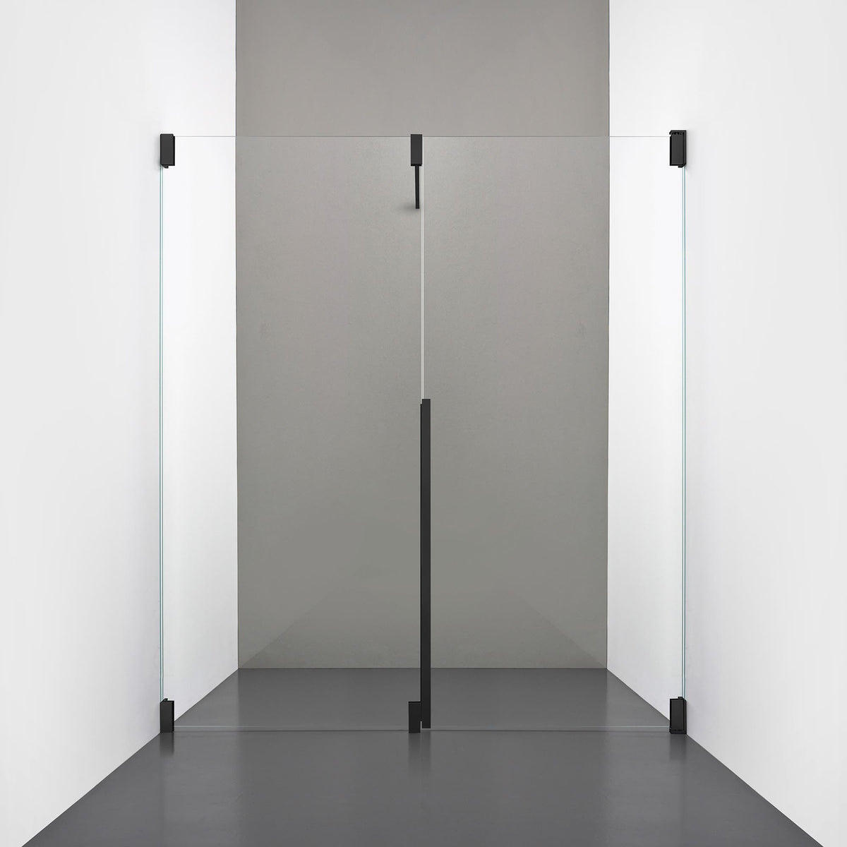 ROOH R2 Duschnisch Dörr+Vägg, Klarglas, Bronze, Dörr höger + Fast glas vänster måttbeställd 