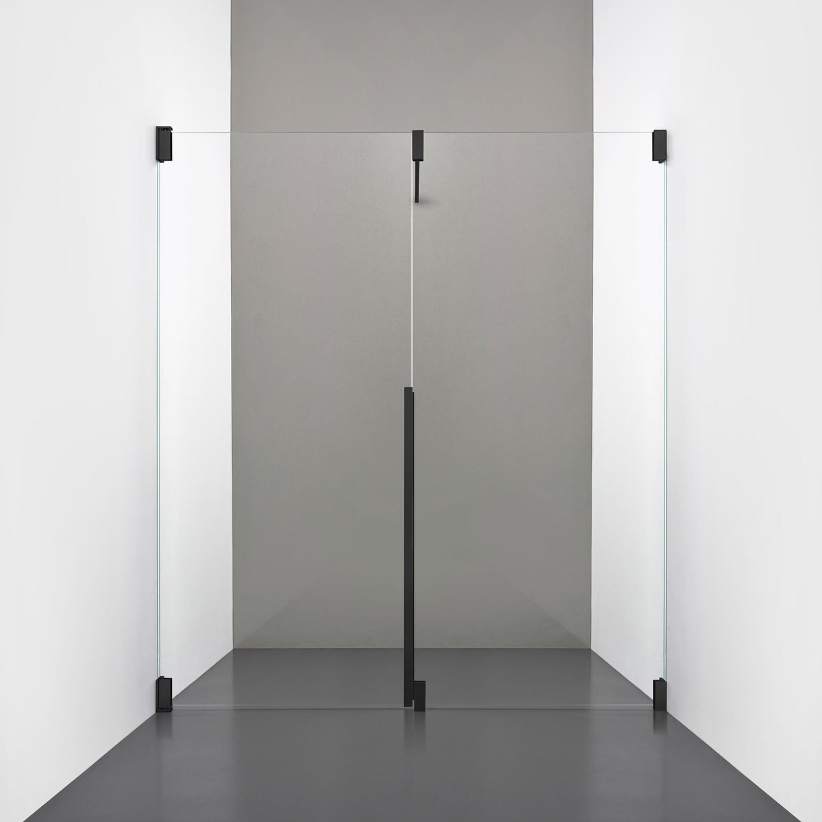 ROOH R2 Duschnisch Dörr+Vägg, Klarglas, Matte black, Vänster 