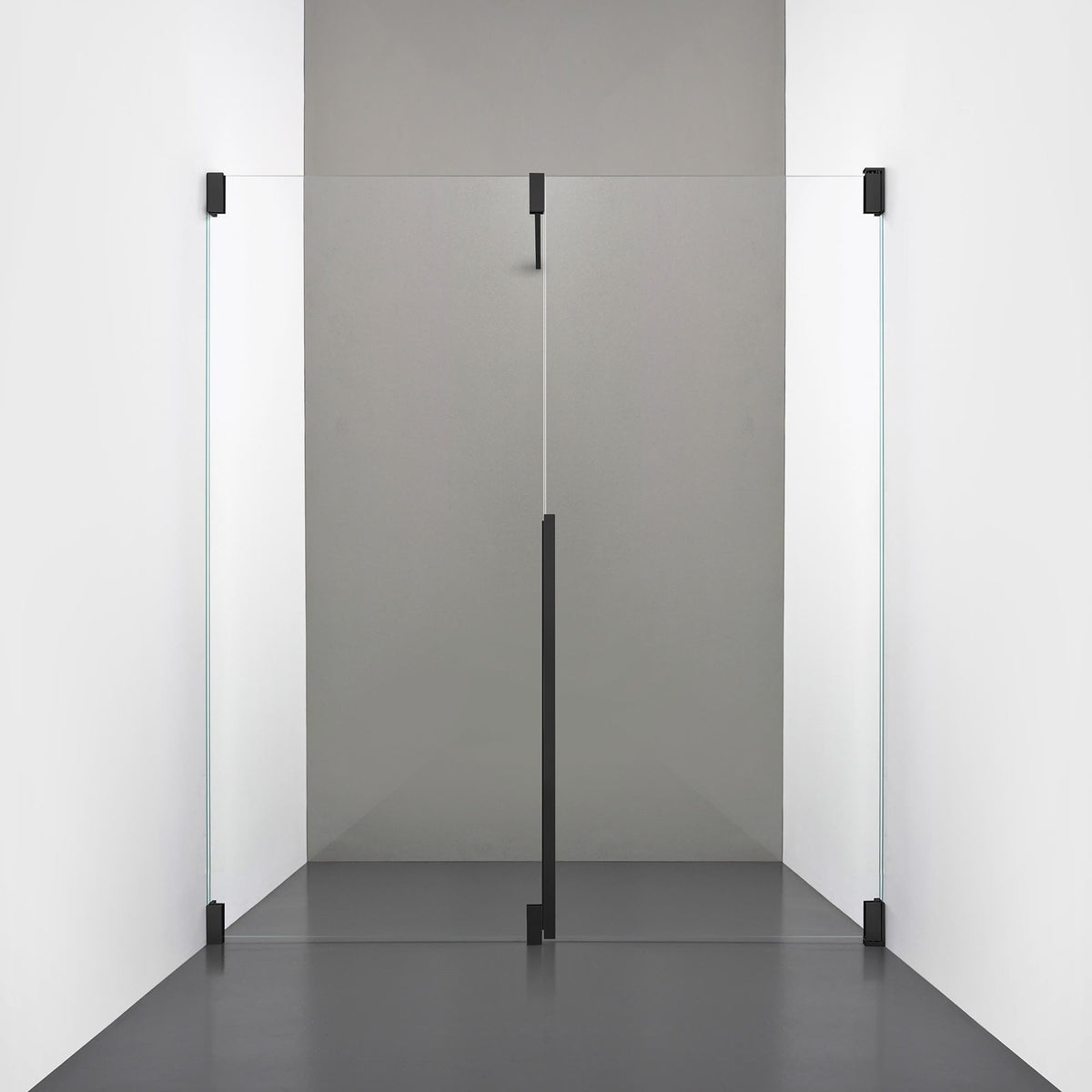 ROOH R2 Duschnisch Dörr+Vägg, Klarglas, Matte black, Höger 