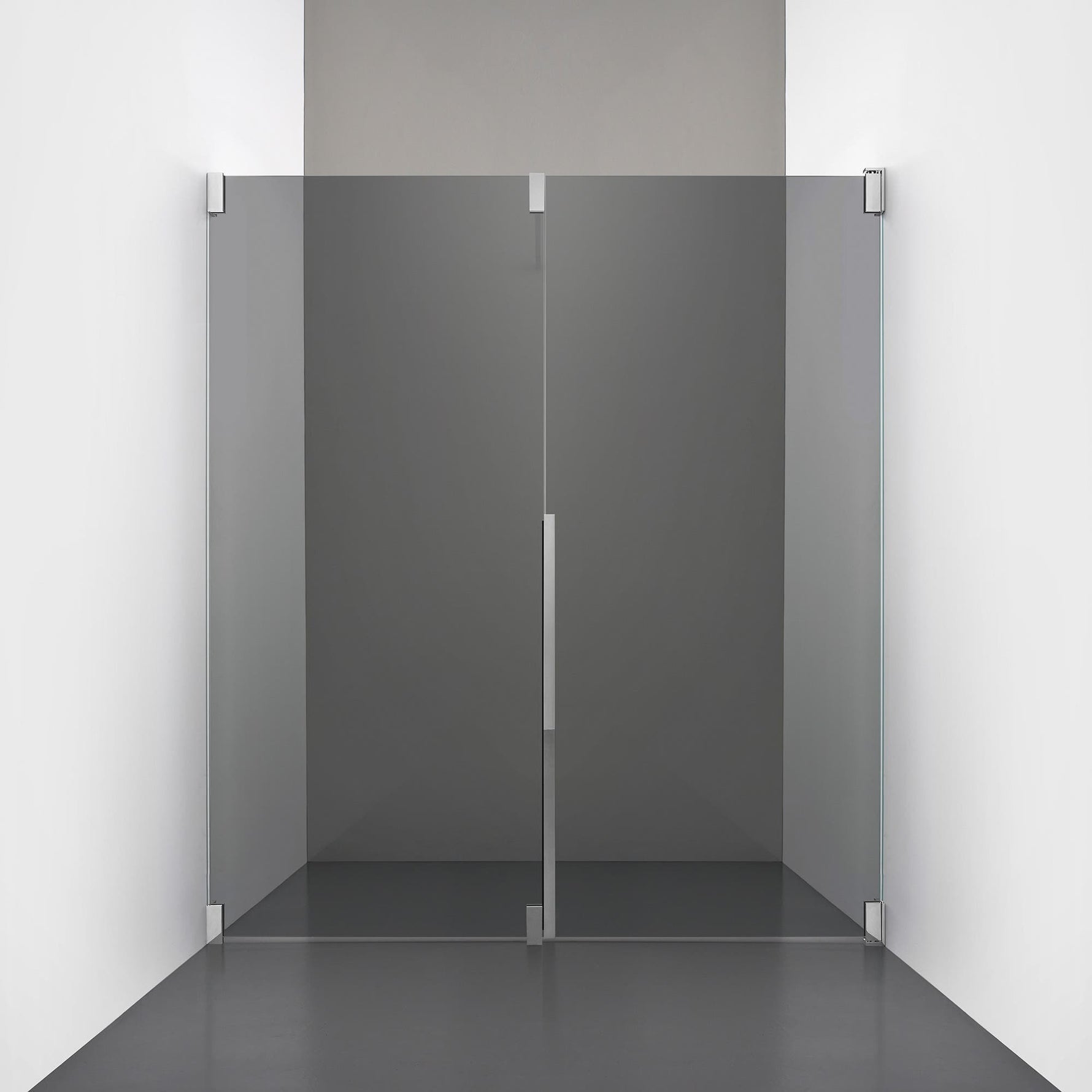 ROOH R2 Duschnisch Dörr+Vägg, Rökfärgat glas, Chrome, Dörr höger + Fast glas vänster måttbeställd 