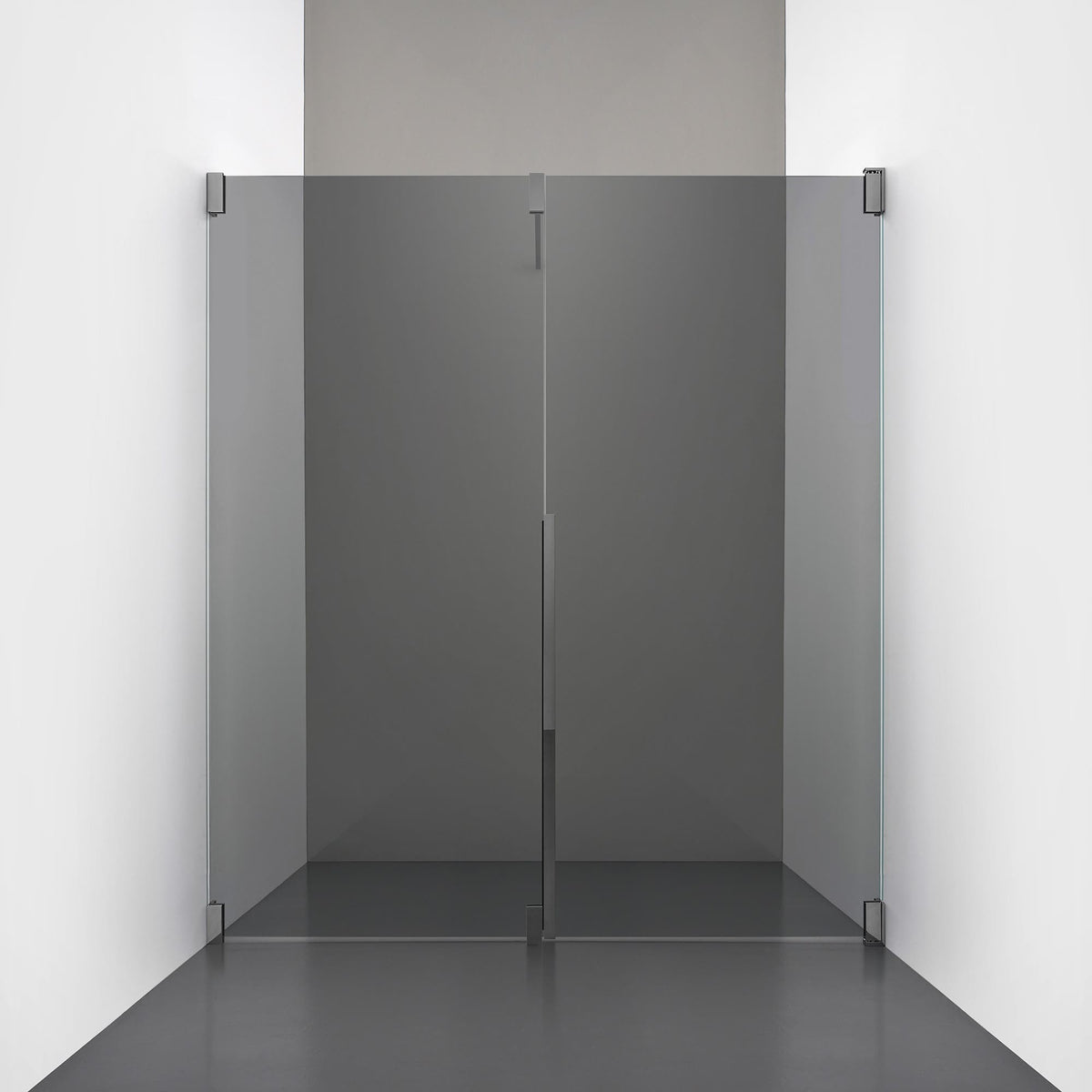 ROOH R2 Duschnisch Dörr+Vägg, Rökfärgat glas, Black chrome, Höger 
