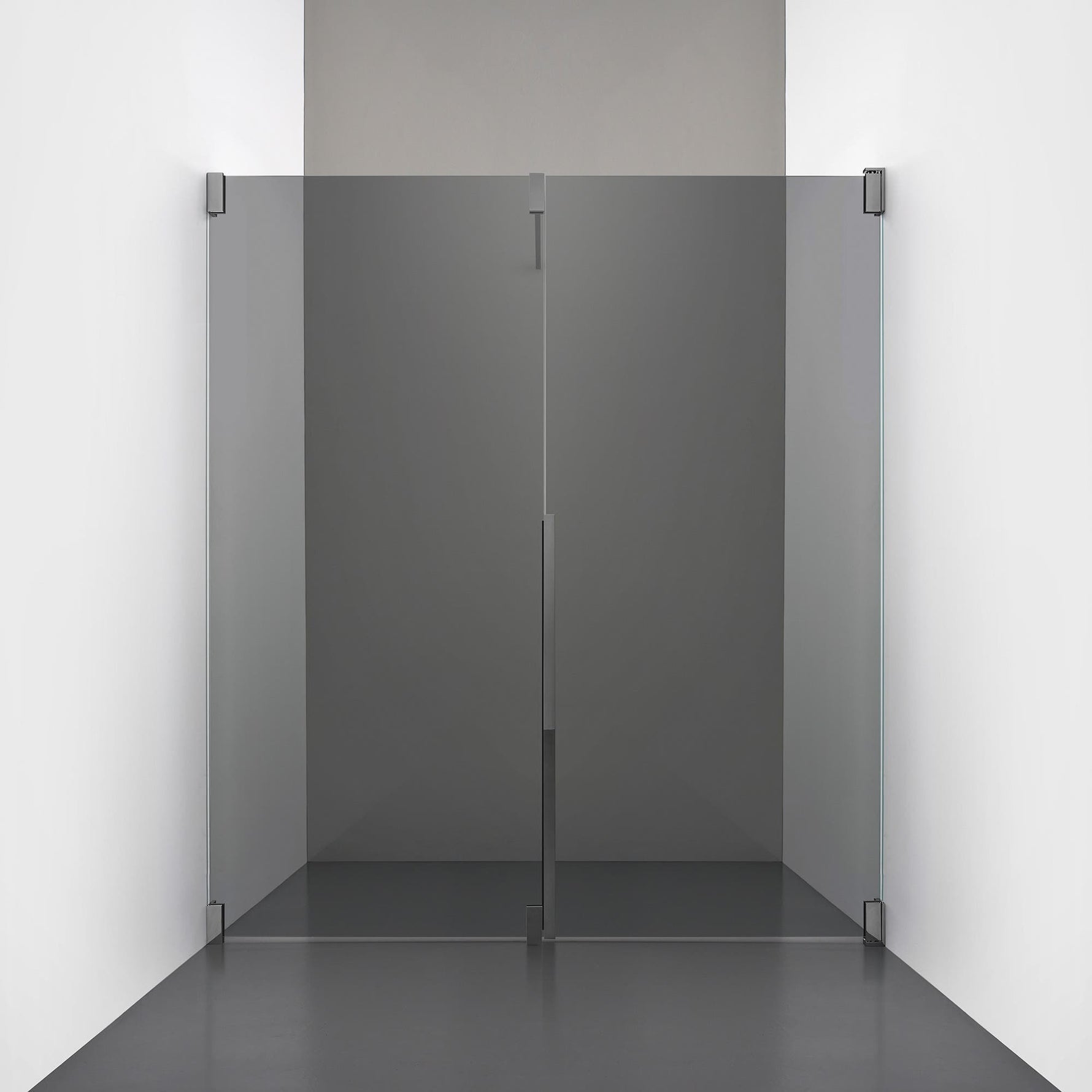 ROOH R2 Duschnisch Dörr+Vägg, Rökfärgat glas, Black chrome, Höger 