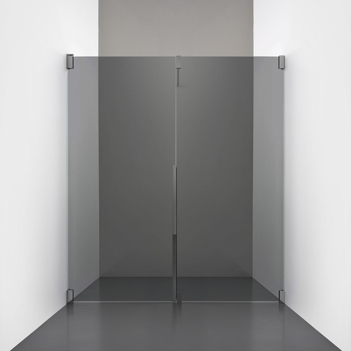 ROOH R2 Duschnisch Dörr+Vägg, Rökfärgat glas, Black chrome, Vänster 