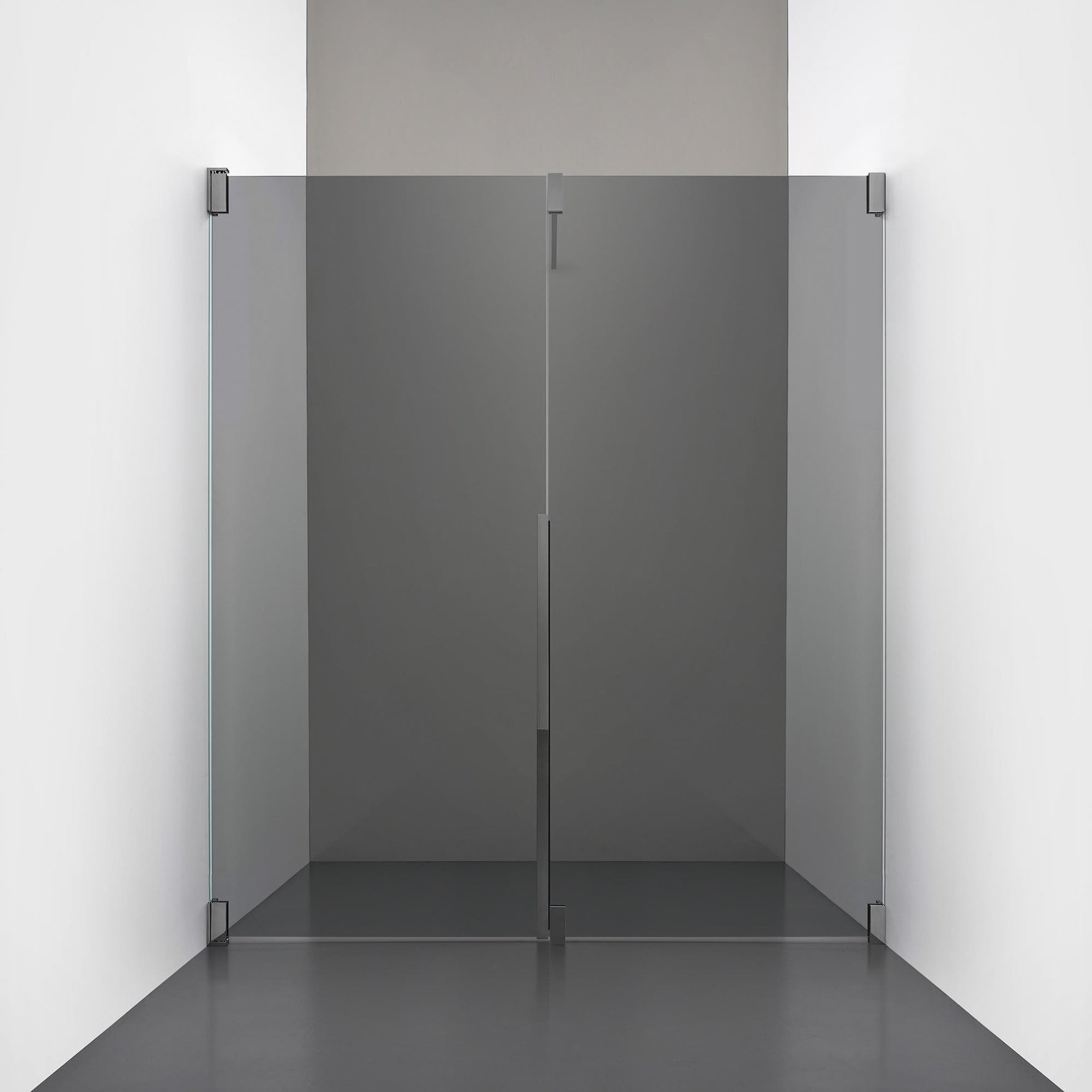 ROOH R2 Duschnisch Dörr+Vägg, Rökfärgat glas, Black chrome, Vänster 